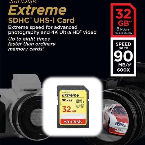 KARTA PAMIĘCI  SANDISK SDHC 32GB EXTREME  CLASS 10  90MB/s
