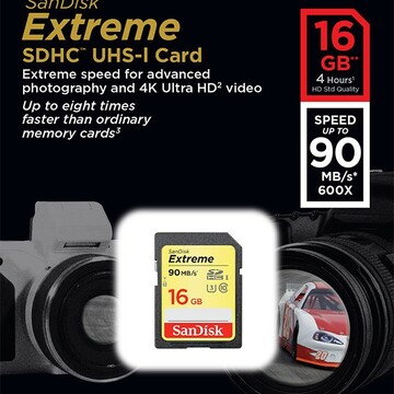 KARTA PAMIĘCI  SANDISK SDHC 16GB EXTREME CLASS 10  90MB/s