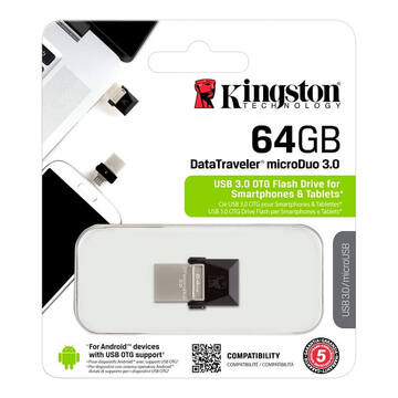 PENDRIVE KINGSTON 64GB  USB/MICRO USB 3.0